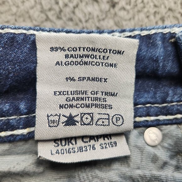 Silver Jeans Women's 26 Suki Low Rise Ankle Crop Thick Stitch Stretch Blue Denim - Picture 4 of 12